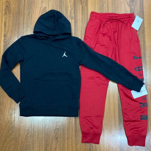 Nike Air Jordan Youth Set Boys Hoodie PANTS Tracksuit 2pc Size M ( 10-12 ) New - Picture 1 of 6